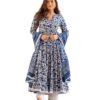 MEERA FAB Women's Cotton Printed Anarkali Kurta with Palazzo & Dupatta Set